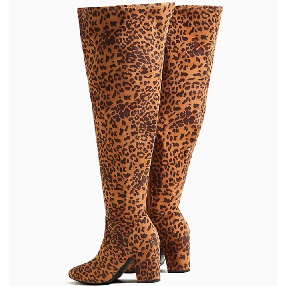 Torrid leopard stretch faux suede pointed toe over the knee boot! Size 10.5